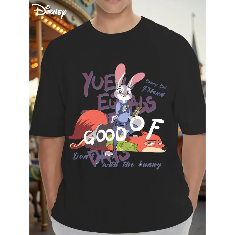 

Футболки Disney Zootopia Judy and Nick, модный уличный тренд с 3D-принтом, подходят для мужских и женских топов