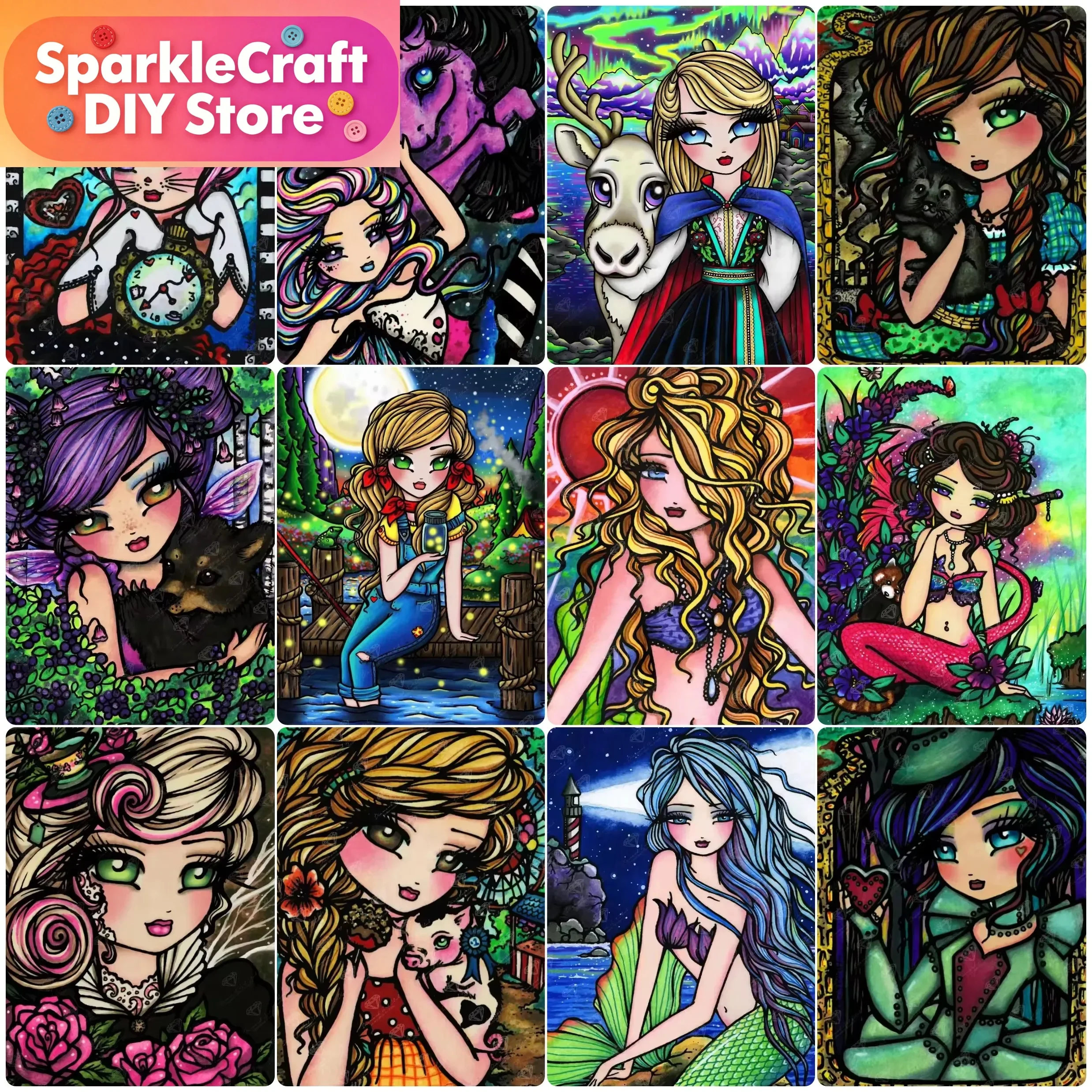NEW Artistic Cartoon Drawing Pattern Pictures Diamond Painting Kits Mosaic Art Stitch Handicraft Home Decor Gift