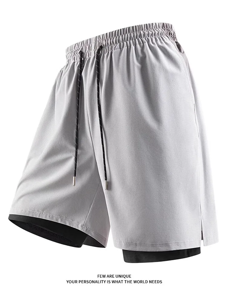 

Ледяной шелк Qui Dry Basketkeall Training orts Мужские летние тонкие прохладные свободные повседневные спортивные брюки длиной пять четвертей