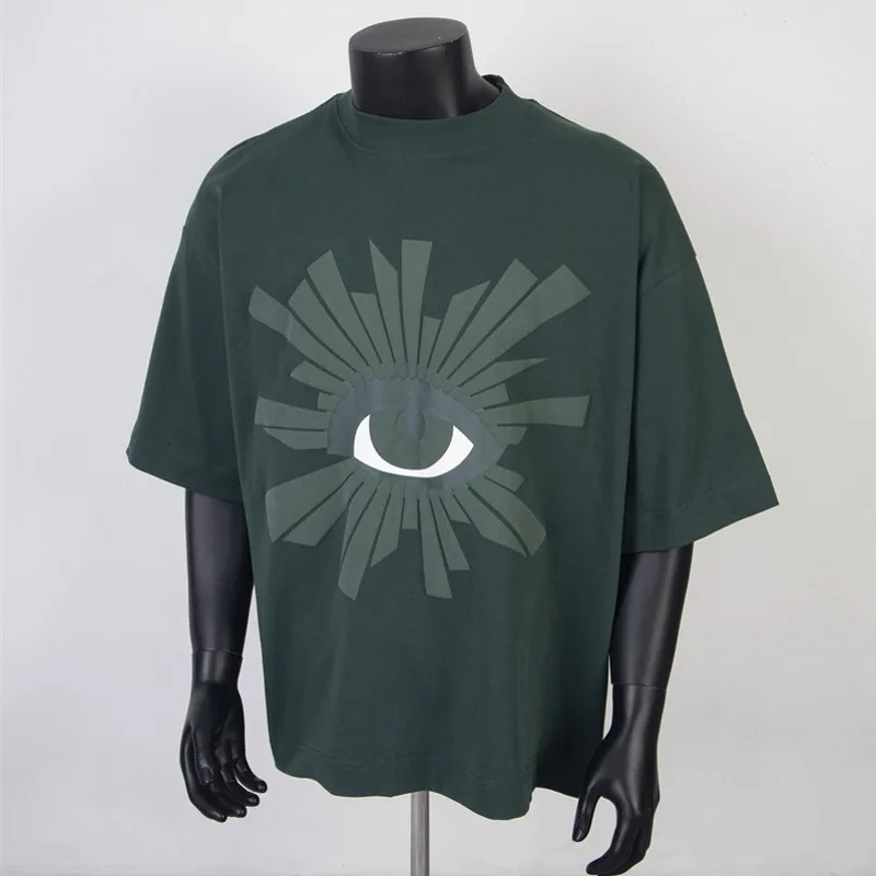 Dark Green HOUSE OF ERRORS T-shirts Oversized Short Sleeve Eye Print Tees T Shirt