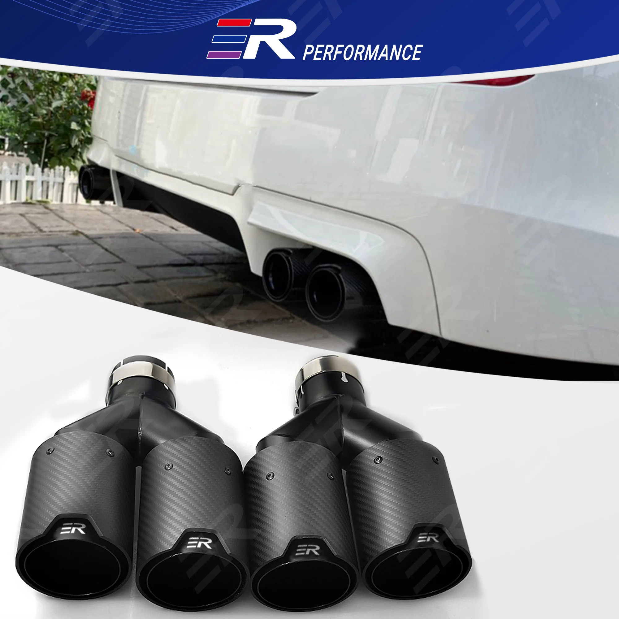 

ER Универсальные настоящие матовые насадки из углеродного волокна, автомобильные аксессуары, глушитель для BMW серии, модификация форсунок выхлопной трубы, обновление