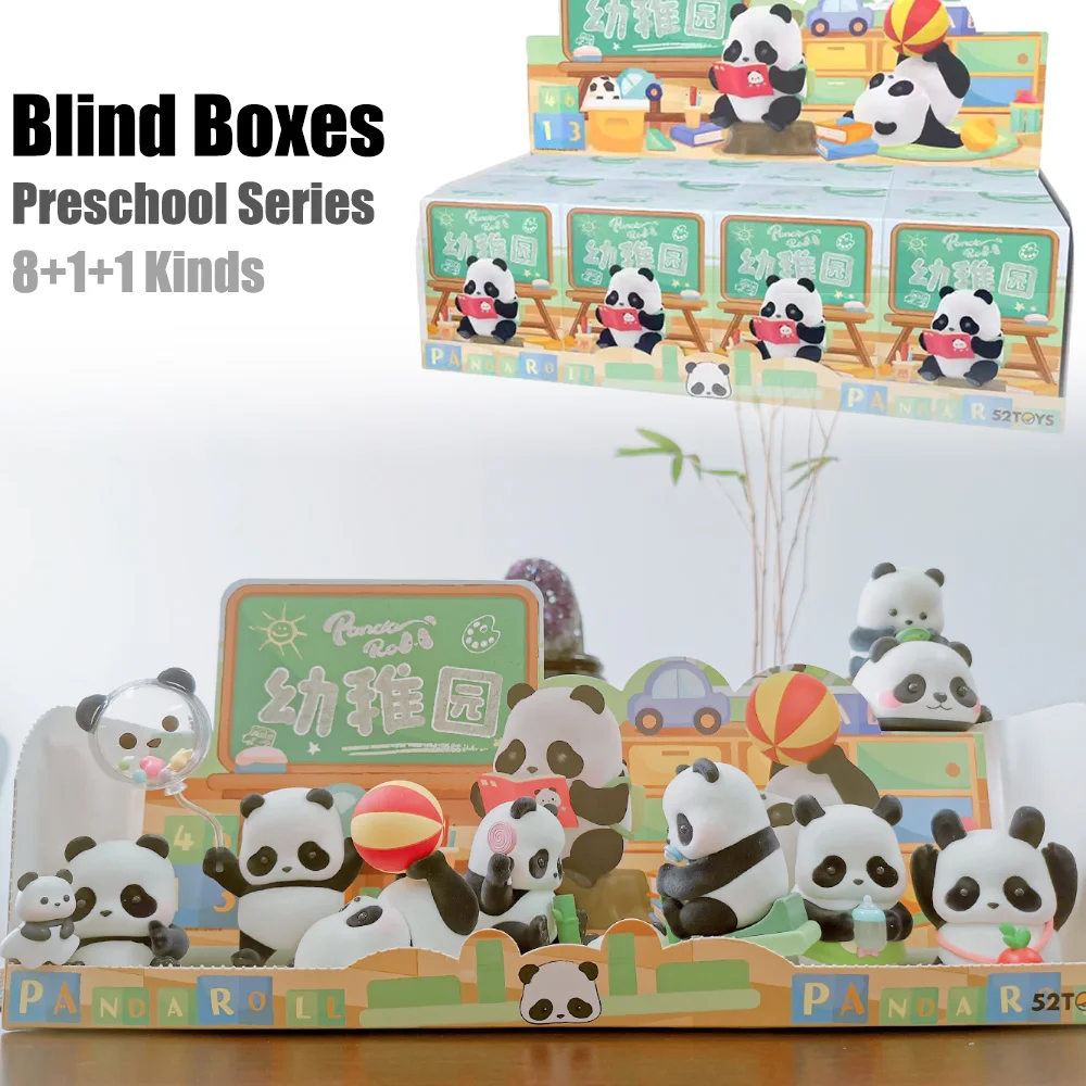 Panda Roll Blind Box Kindergarten Preschool Series Cute Figure Collectible Toy Desktop Window Decoration Gift for Birthday Party