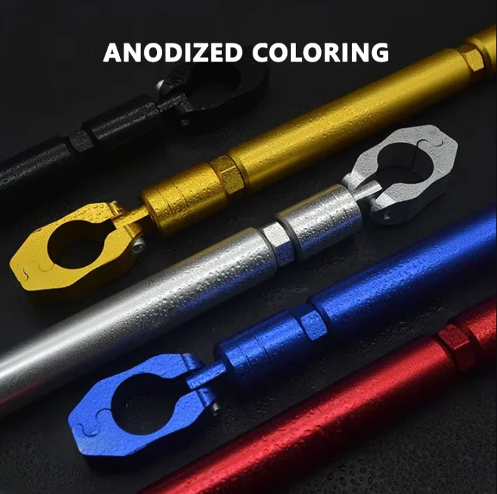22mm Universal Motorcycle Handlebar Crossbar Adjustable Steering Damper Brace Reinforcement Rod End Caps