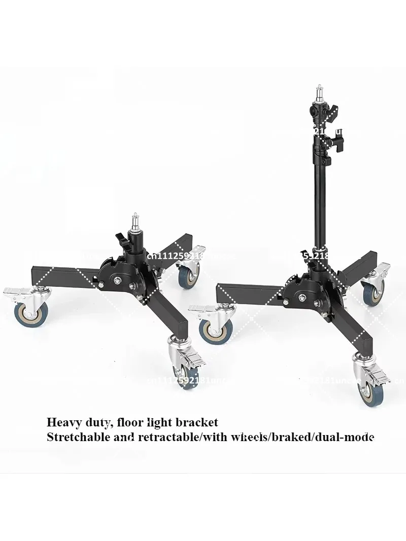 Professional Photography Heavy Duty Ground Light Frame with Pulley Folding All Metal Tripod Low Bracket for Studio Fill Light