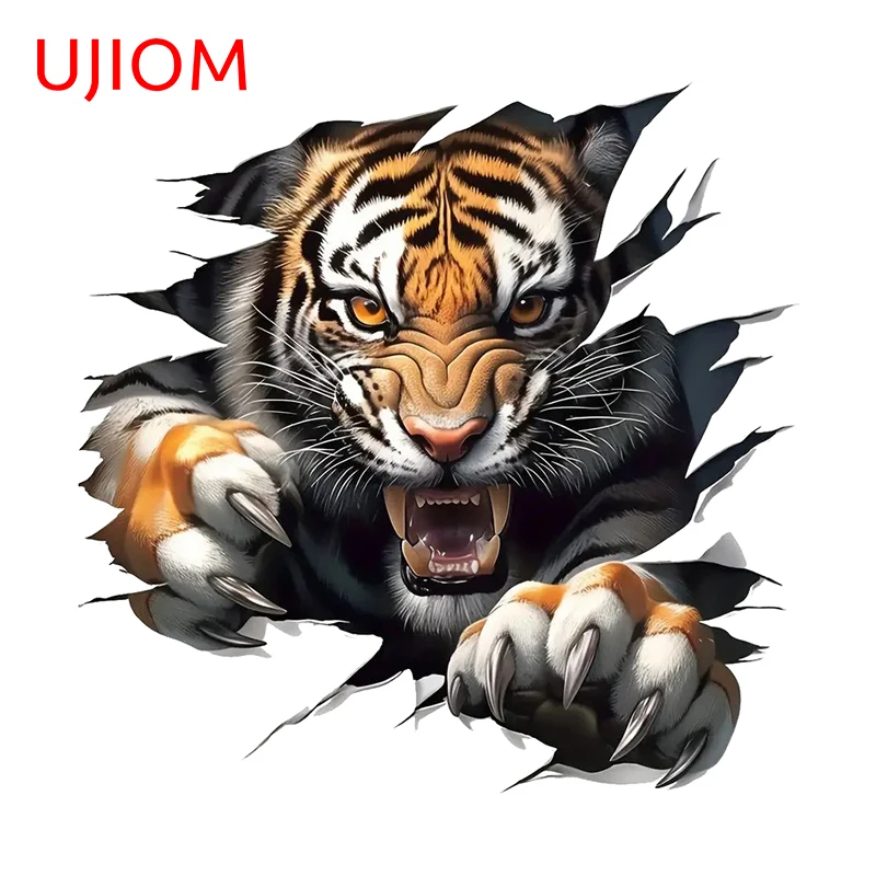 UJIOM Vivid Tiger Wall Sticker Tear Personality High Quality Decal Kitchen Waterproof Sunscreen Vinyl Cupboard Decoration