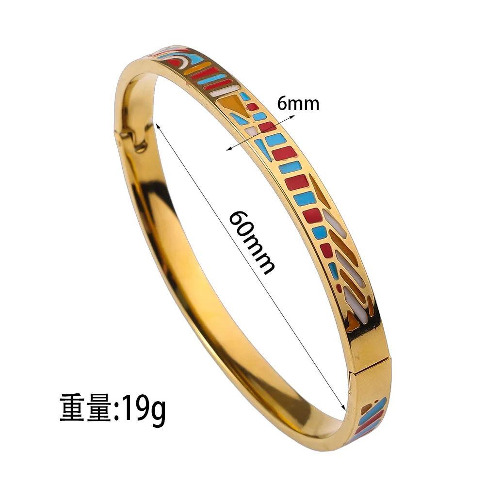 New Fashion Enamel Bracelet Drip Oil Bracelets Women Stainless Steel Jewelry Set Accessory view 5