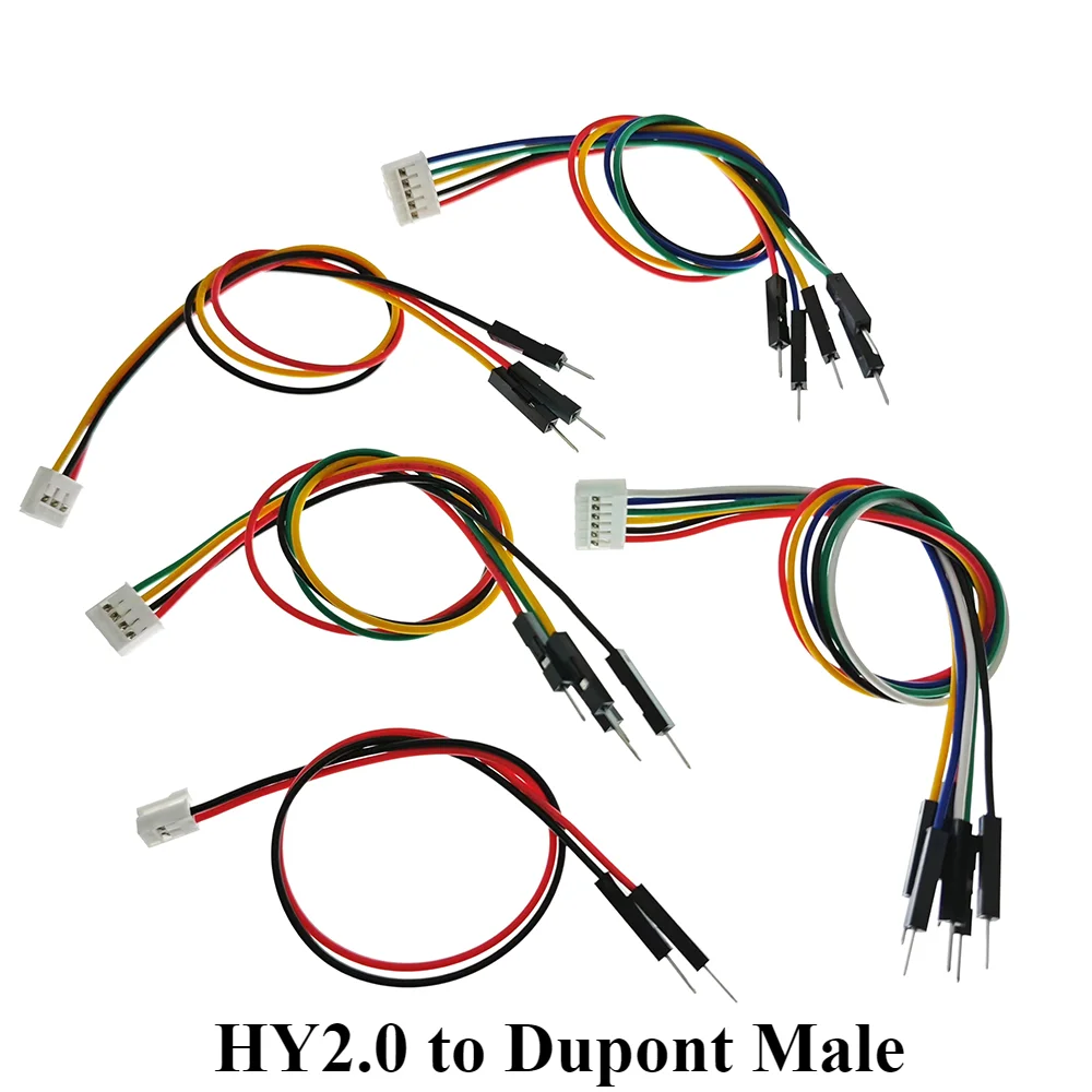 10Pcs HY2.0 to Dupont line electronic wire-2P/3P/4P/5P/6 Pin To 2.54mm Dupont Male/Female Wire Connector Color Cable