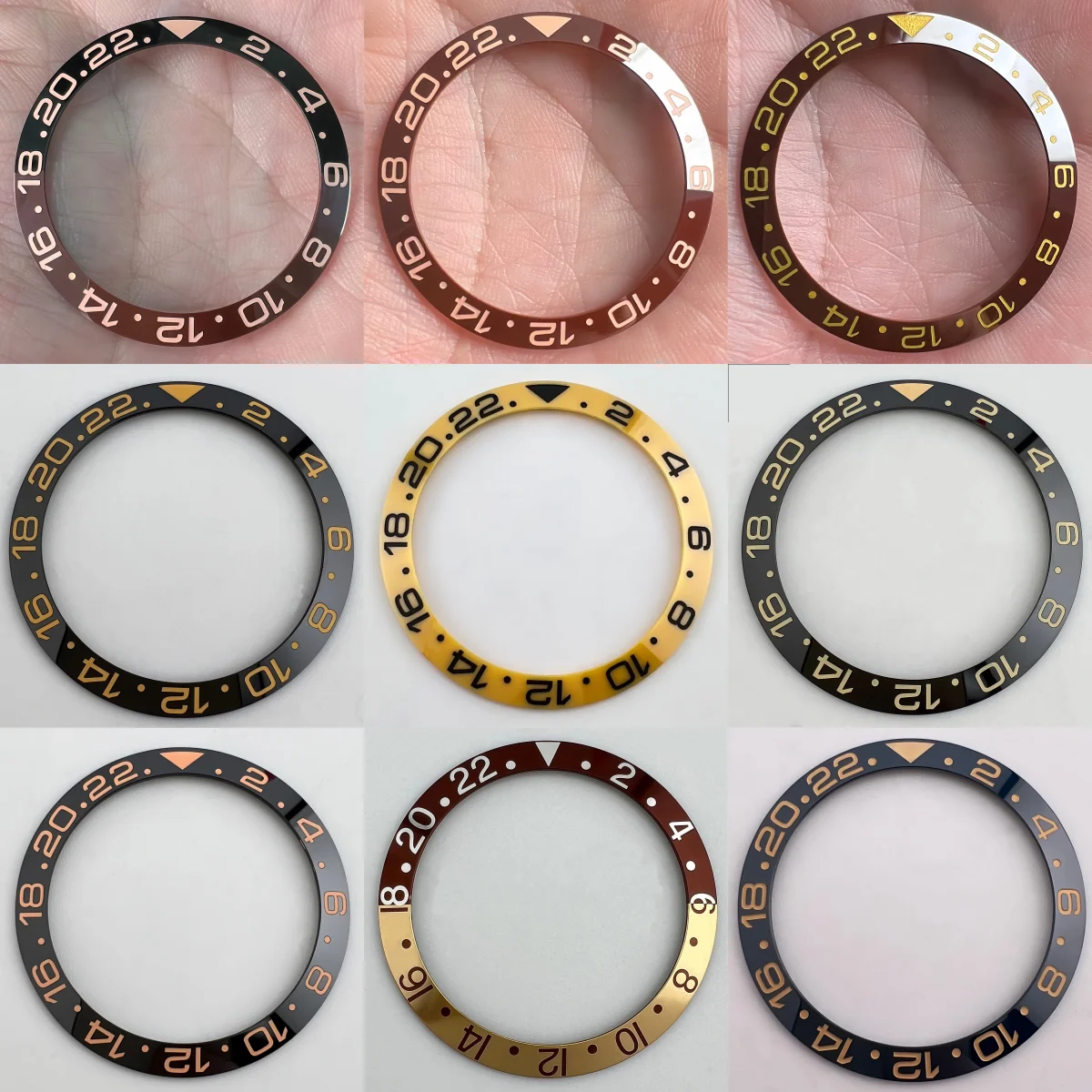 

Керамический и алюминиевый безель для часов 38 мм в стиле GMT Diver, вставка для корпусов часов 40 мм, сменный аксессуар для безеля.