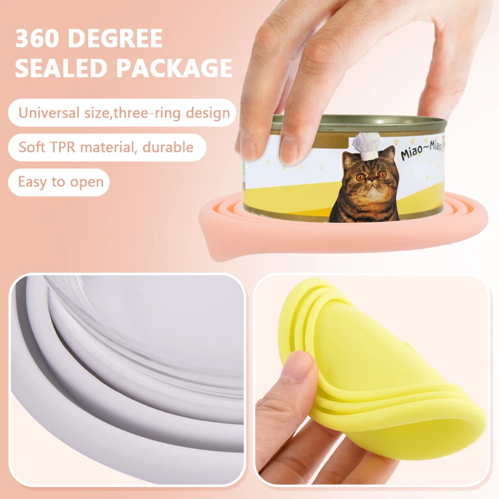 4pcs With 3 Spoons Reusable Pet Food Can Cover Lid Cat Dog Daily 3 Standard Size Durable Safe Silicone Cover Universal