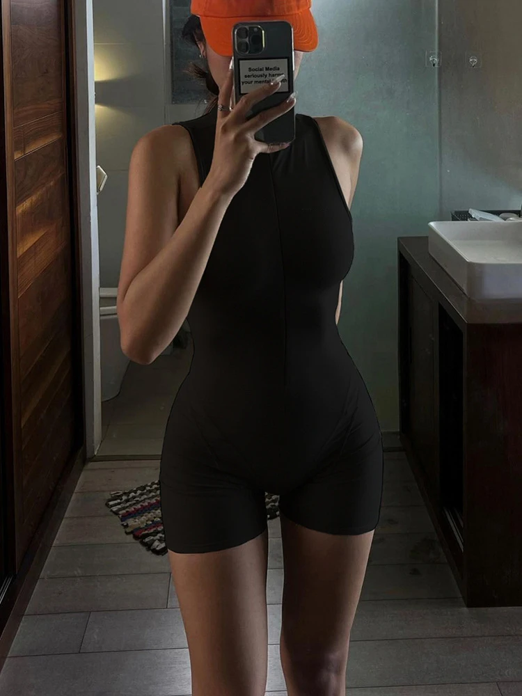 Maillot de bain une pièce noir élastique, sexy, fermeture éclair, col roulé, slim, ensemble bikini, vêtements de plage, été