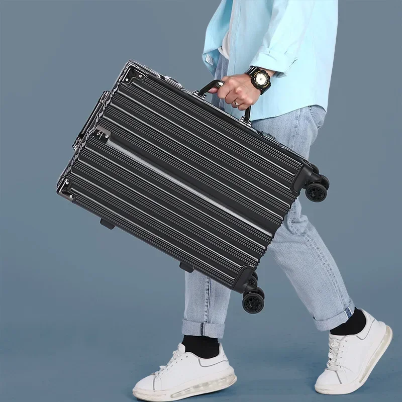 Trolley Luggage Aluminum Frame Rolling Luggage Case 20 22 24 26 inch Travel Suitcase on Wheels Combination Lock Carry on Luggage