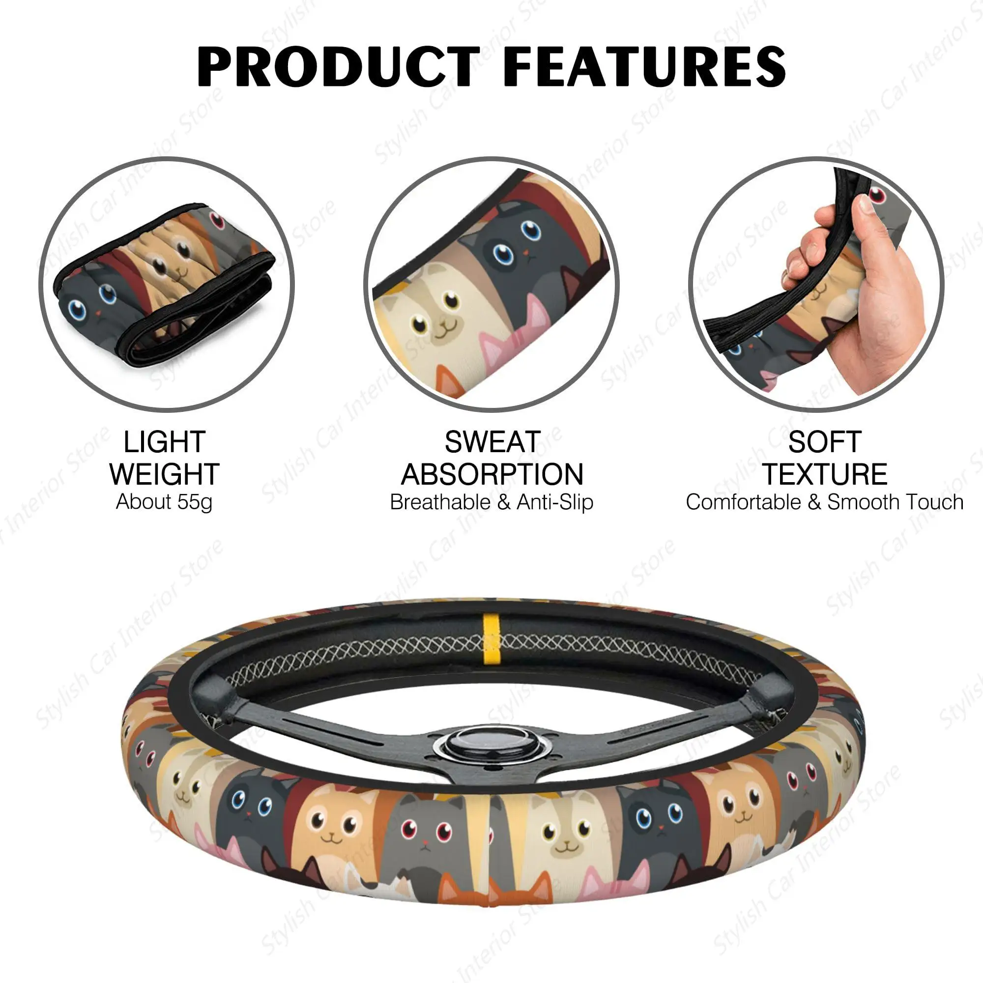 Red Roses Steering Wheel Cover, Elastic Non-Slip Steering Wheel Protector,Auto Interior Decor for Women Girls image 6