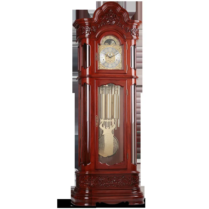 European living room floor clock living room solid wood machinery old clock nine-tone tube