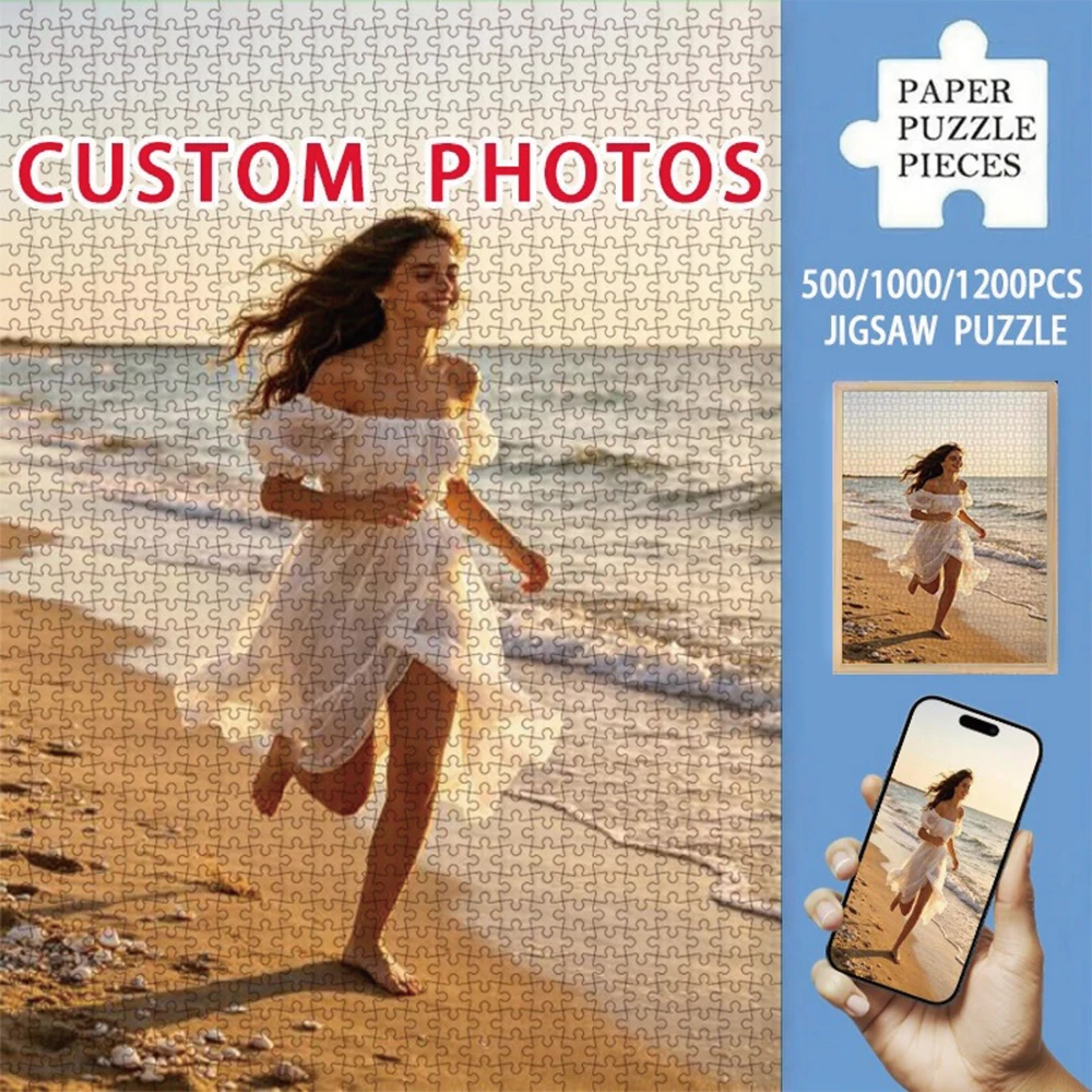 35/300/500/1072pcs Personalized Custom Photo Puzzle Selfie Photo DIY Toy Decoration Collectiable Gift Present Christmas