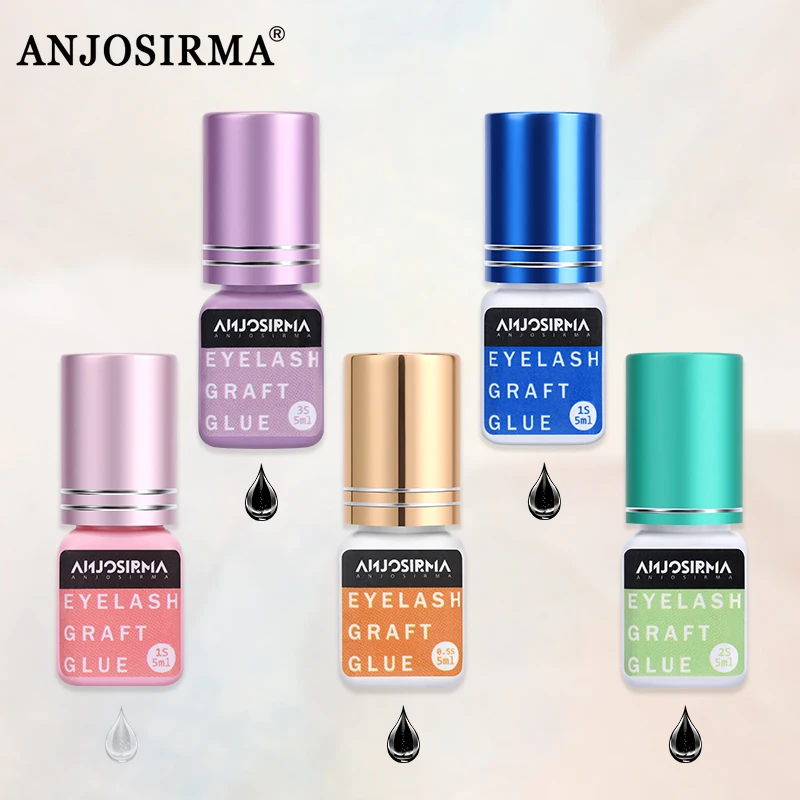 Anjosirma 5Ml 1 Seconde Sneldrogende Sterke Lijm Valse Wimperextensions Voor Professionele Lage Geur Valse Wimpers Ooglijm