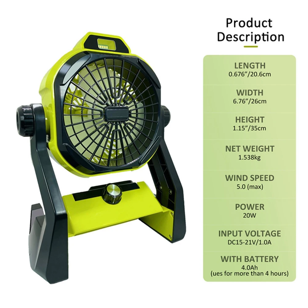 Imagem -06 - para Makita para Dewalt Milwaukee Li-ion Battery com Adapte Work Fan