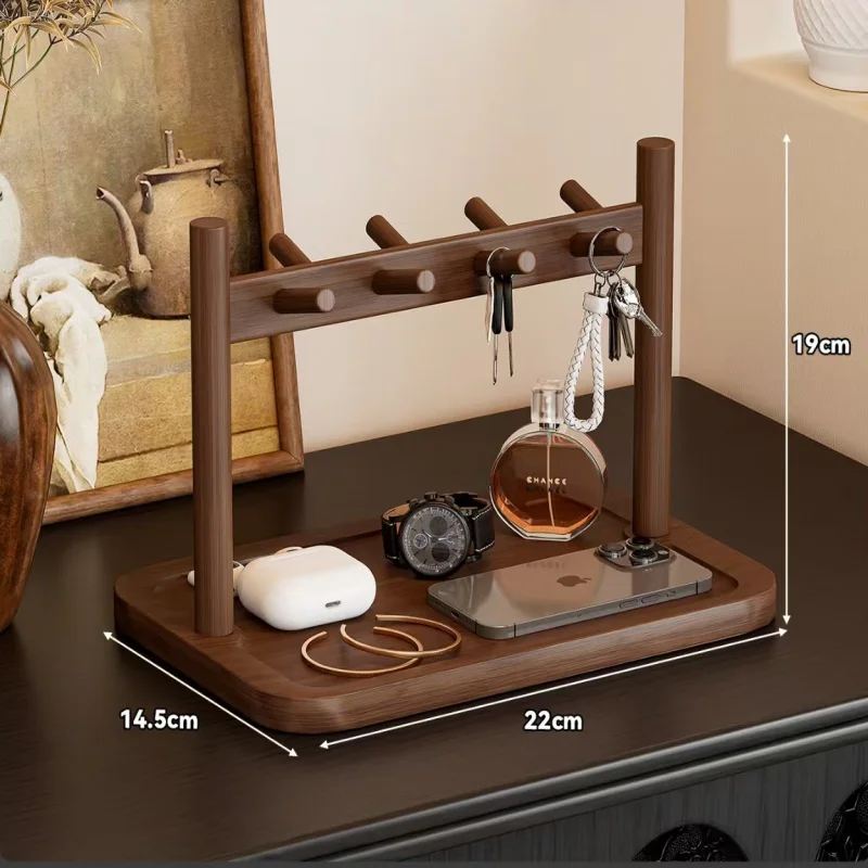 Home Key Holder, Retro Style Table Top, Bamboo Storage Rack, Decorative Glasses and Watch Display Rack, DIY