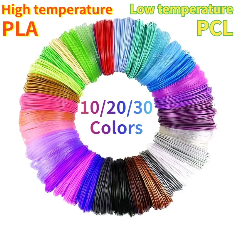 

3D Pen Filament,1.75mm Printing Pen Refills, 10/20/30 Colors Filament Refills,PCL Low Temperature PLA Filament Refills, 5m Wire