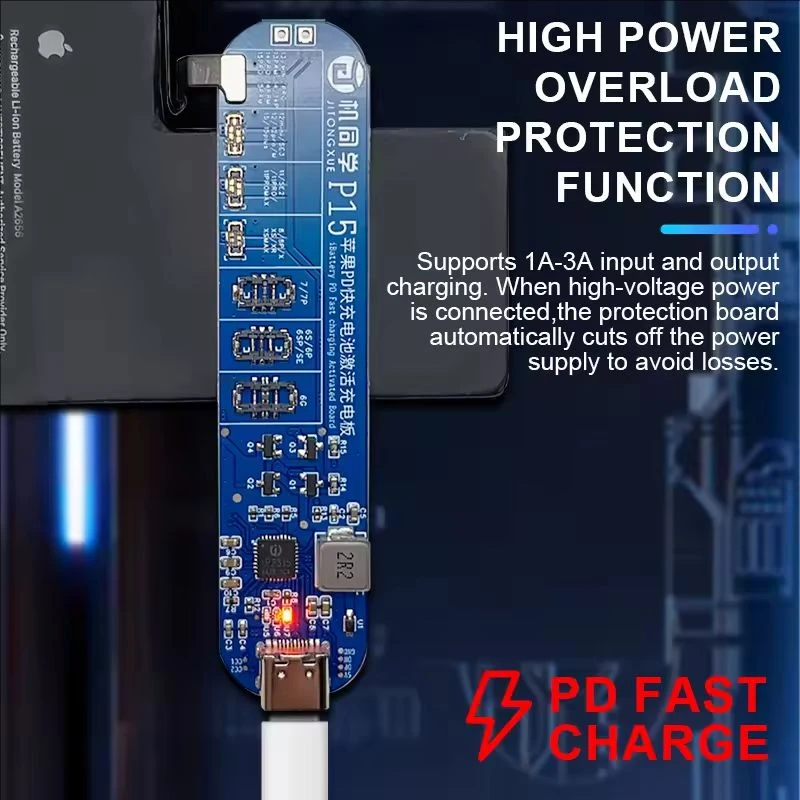 Placa de activación de carga de batería sin desmontaje JTX P15 con carga PD para iPhone 6/6S/7/7P/8/XS/MAX/11/12/13/14/15 Pro Max