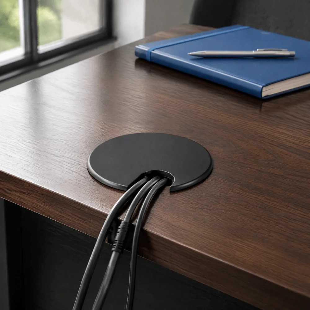 2pcs Durable Zinc Alloy Desk Grommet Round 35mm Opening Cable Hole Cover Desk Cord Gromme Computer Desk
