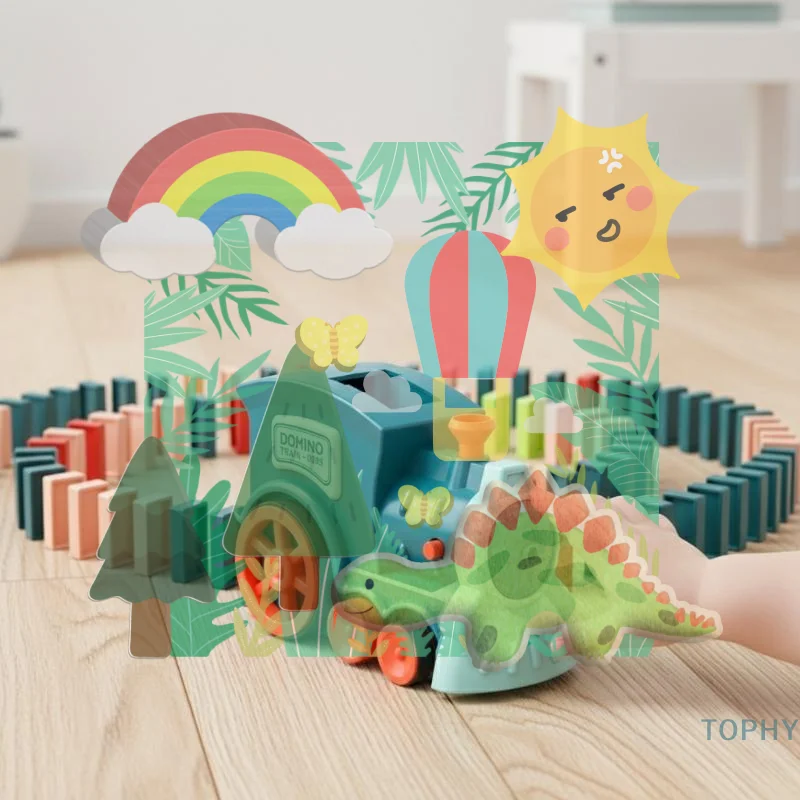 

63-Piece Electric Domino Train Blocks; Fun Learning STEM Toy & Kids Educational Birthday Gift