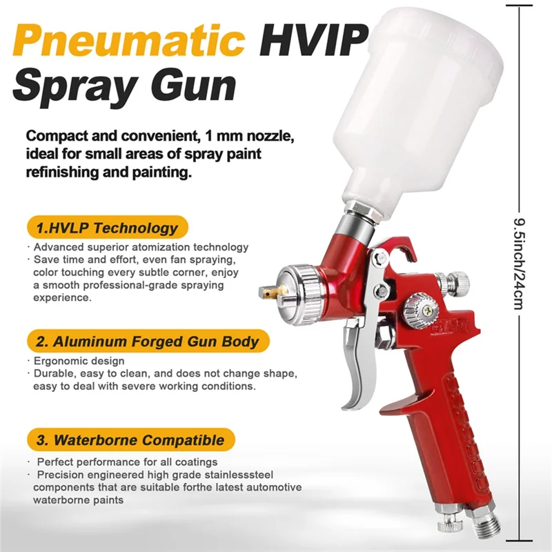 

JHD Professional 125Ml Mini Pneumatic Spray Gun H-2000A Paint Spray Gun Airbrush Automotive Paint Guns
