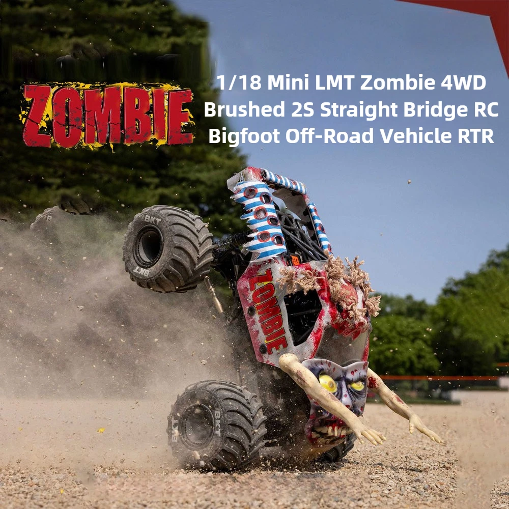 

LMT Zombie RC Mini Car 1/18 4WD 2S Brushed Straight Bridge RC Off-Road Monster Truck Electric Remote Control Car Model Toy Gift
