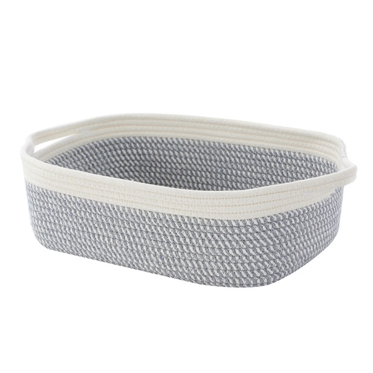 

Rectangular Cotton Rope Storage Basket Toy Storage Basket Bathroom Storage Basket, C