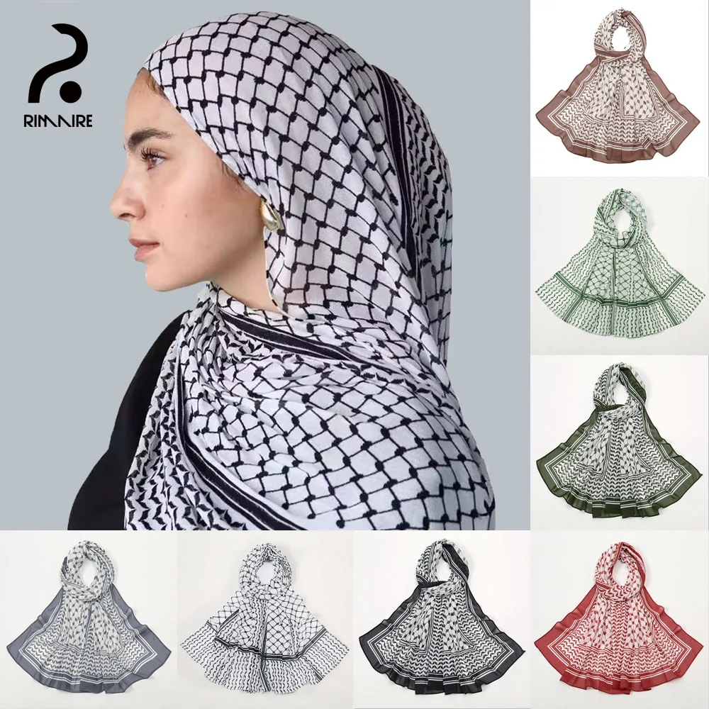 Classic Islamic Plaid Chiffon Hijab Fashion Women's Scarf Dubai Muslim Scarves Shawl Turban Breathable Foulard Hijabs Scarfs