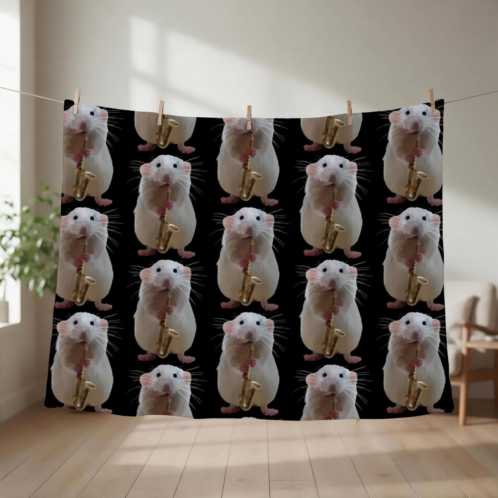Rat playing the Saxophone Throw Blanket heavy to sleep Plaid on the sofa Sofa Throw Multi-Purpose Blankets