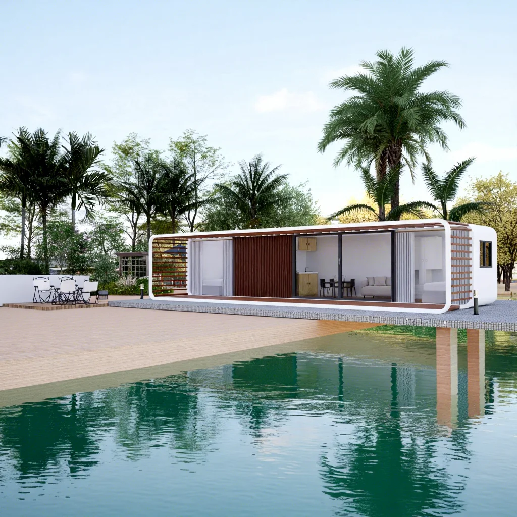 

Водонепроницаемый модульный глэмпинг-домик/тент для отдыха, сборный стальной гостевой дом с кухней для отелей и вилл