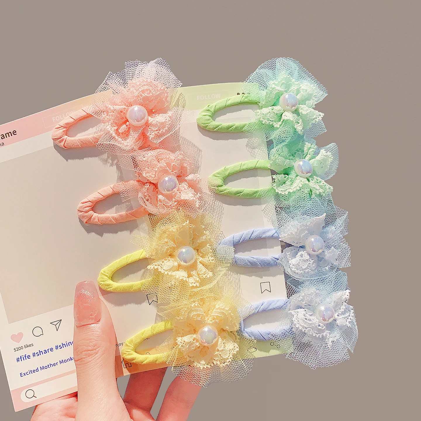 2 Stück/Set Modische Stoffumwickelte Wassertropfen-Haarspangen Spitzen-Tüll-Blumen-Perlen-Haarnadeln für Frauen Mädchen Kinder Haarklammern 2026 – Detail 1