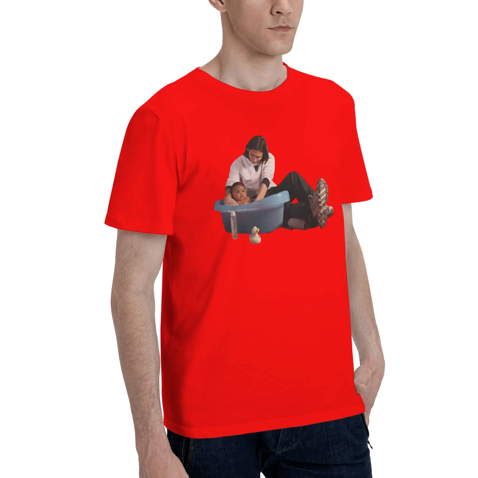 Graphic Printing Messies & Yamals Take a Bath T Shirt for Men Women  Pure Cotton T-shirts Short Sleeve Tops