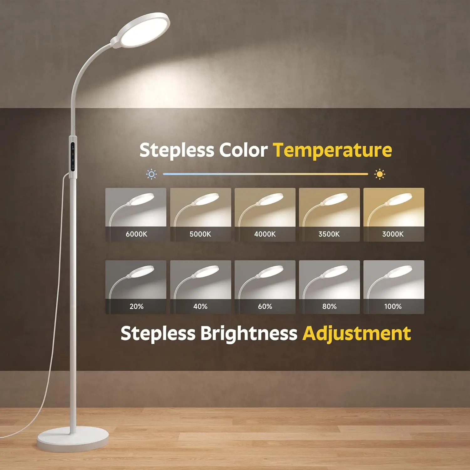 UV-Free Light Therapy Lamp, 11000 Lux Floor Sunlight with Touch Remote, 5 Colors 10 Brightness for Home Office view 5