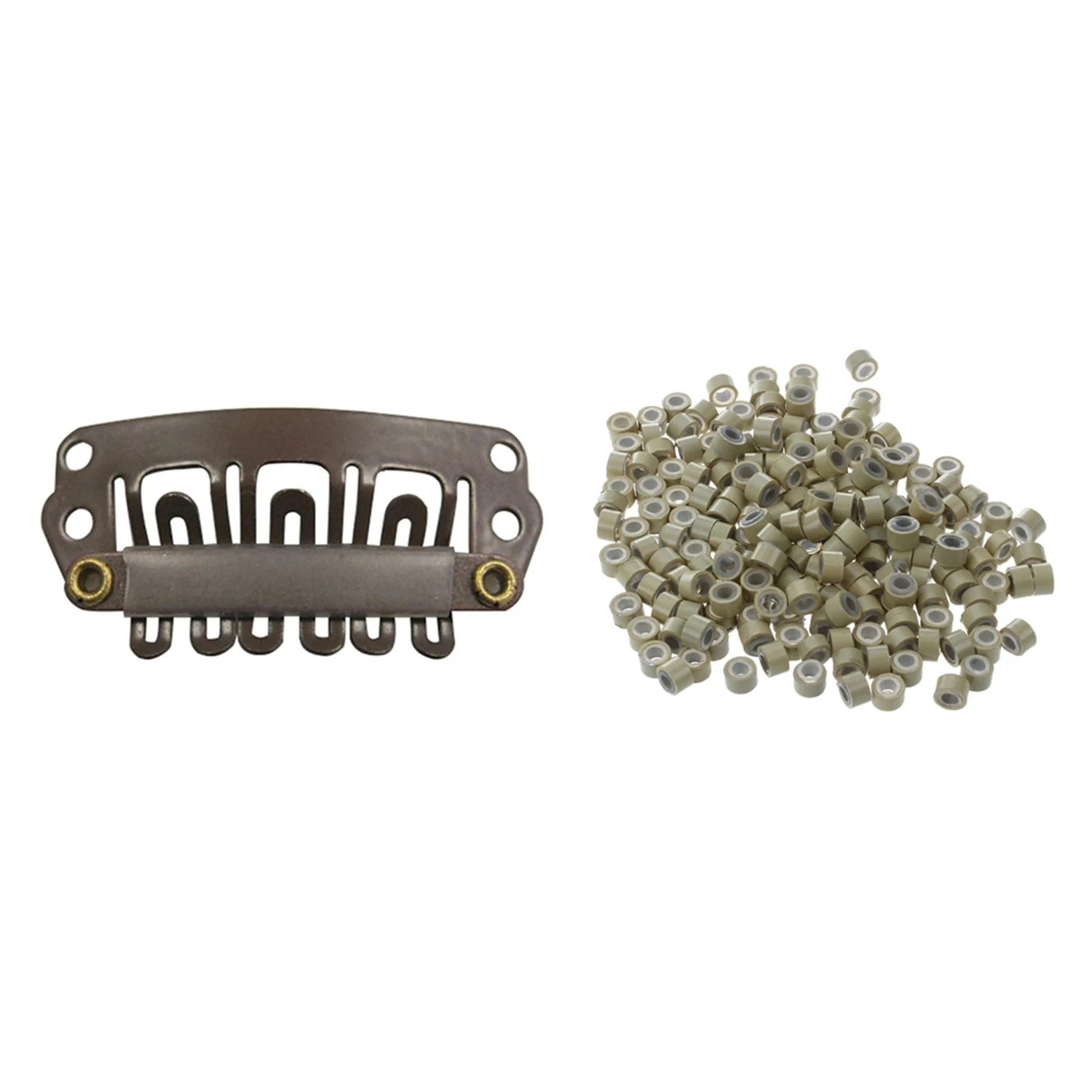 

M14K-200 шт. 5 мм блондинка с силиконовой подкладкой и 10 шт. коричневые зажимы U-образные металлические зажимы для наращивания волос своими руками