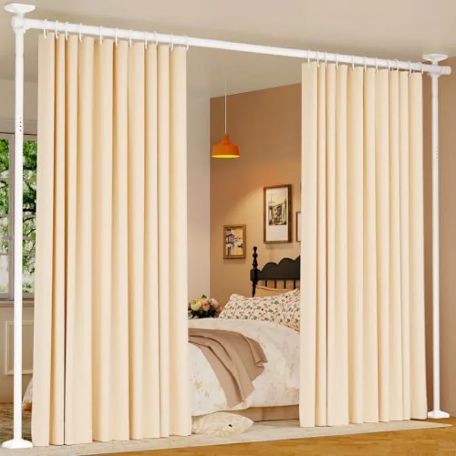 

Room Divider for Room Separation, Tension Curta Rods No Drillg, 4-10ft H (W) Adjustable Temporary Privacy Wall Divider, Heavy D
