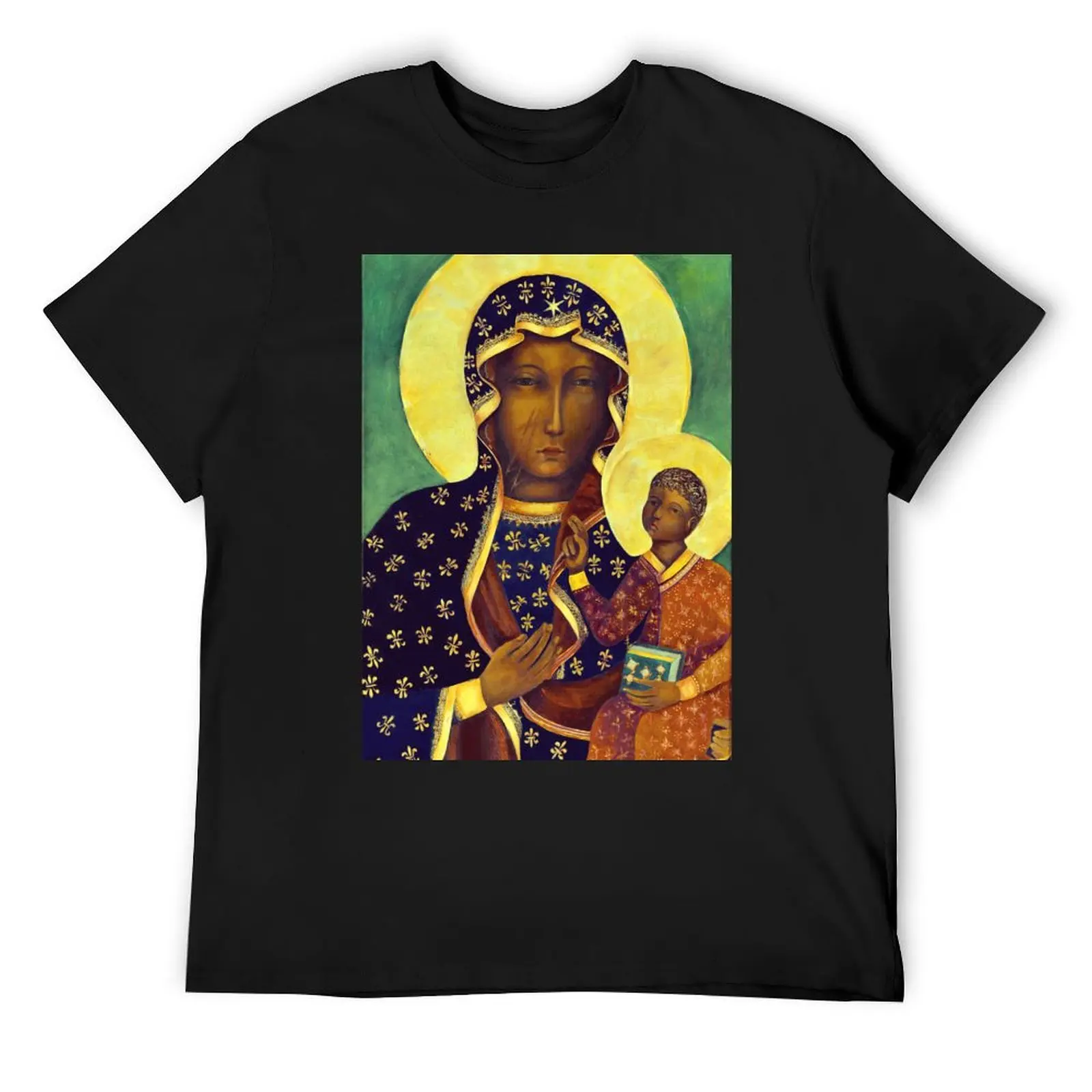 

Polish Black Madonna Our Lady of Czestochowa Madonna and Child Picture Virgin Mary Painting T-Shirt