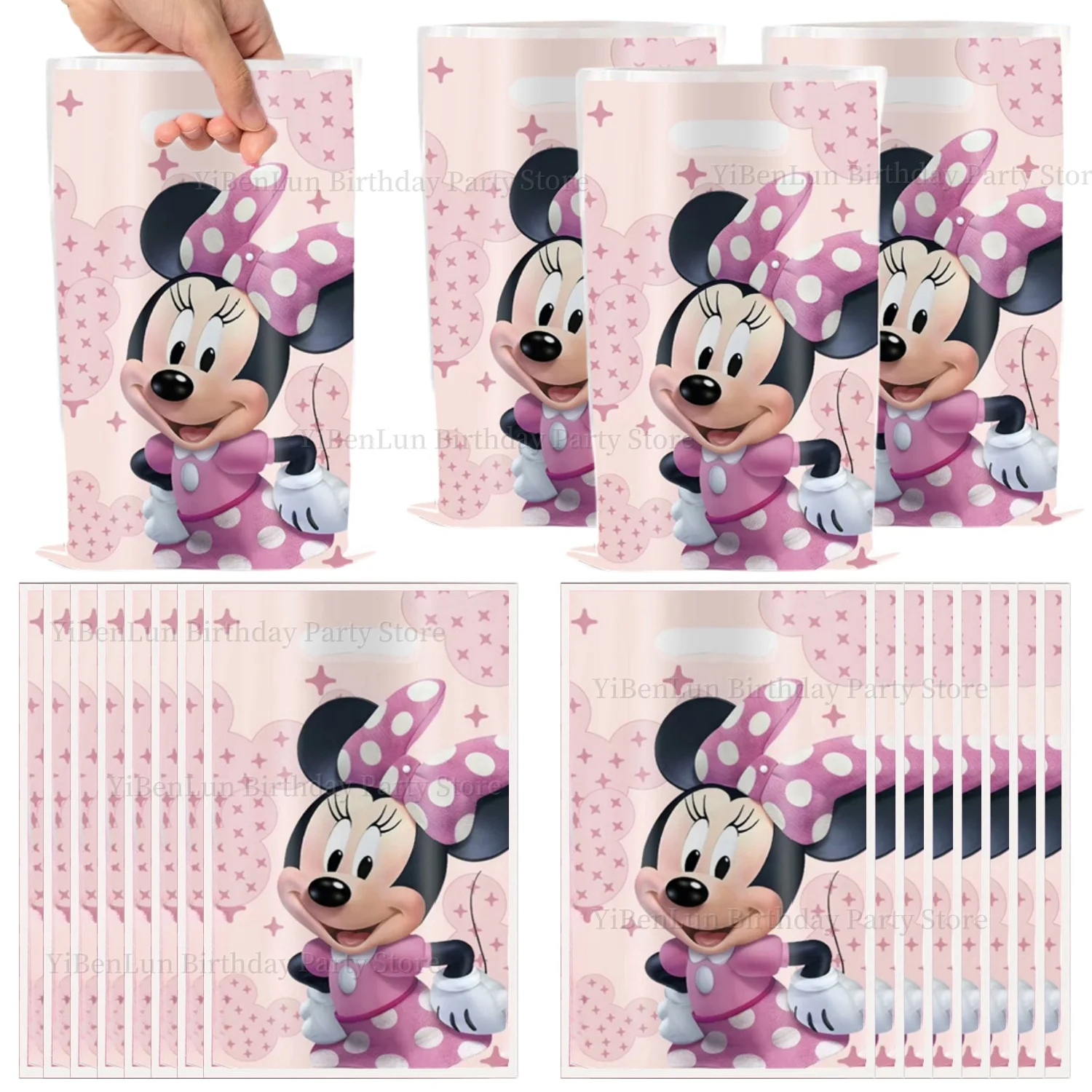 Minnie Mouse Decorations Birthday Gift Bag Minnie Goodie Bag Candy Gift Packaging Baby Shower Girls Favors Gifts Party Supplies