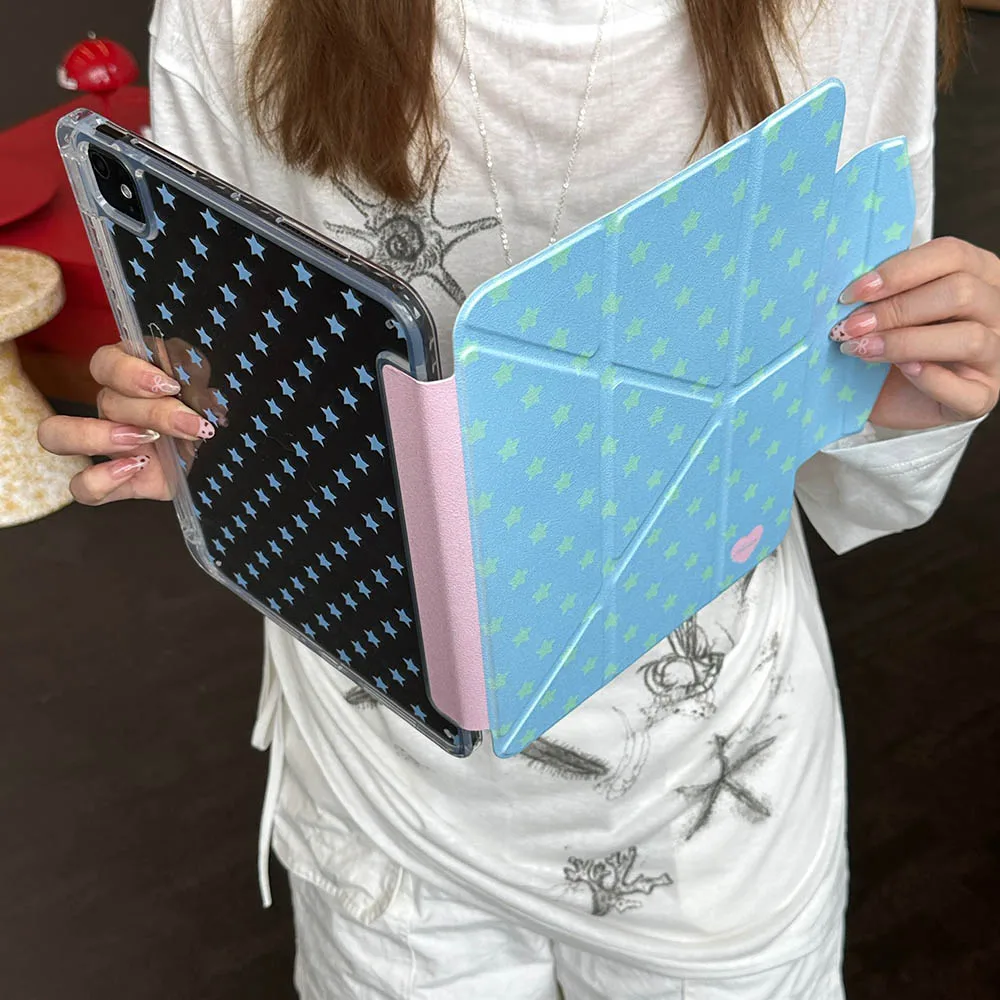 아이패드 에어 11 케이스, 아이패드 10세대 11세대 A16 9세대 커버, 아이패드 프로11 4 5 10.9인치 12.9 M2 M3 M4 펜슬 홀더, 별이 빛나는 풀 스크린 케이스