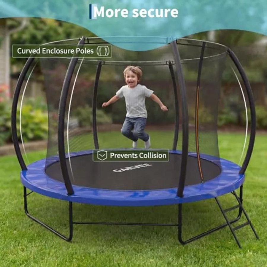 Outdoor backyard trampoline for kids and adults galvanized steel frame with anti-rust coating black enclosure net high weight c