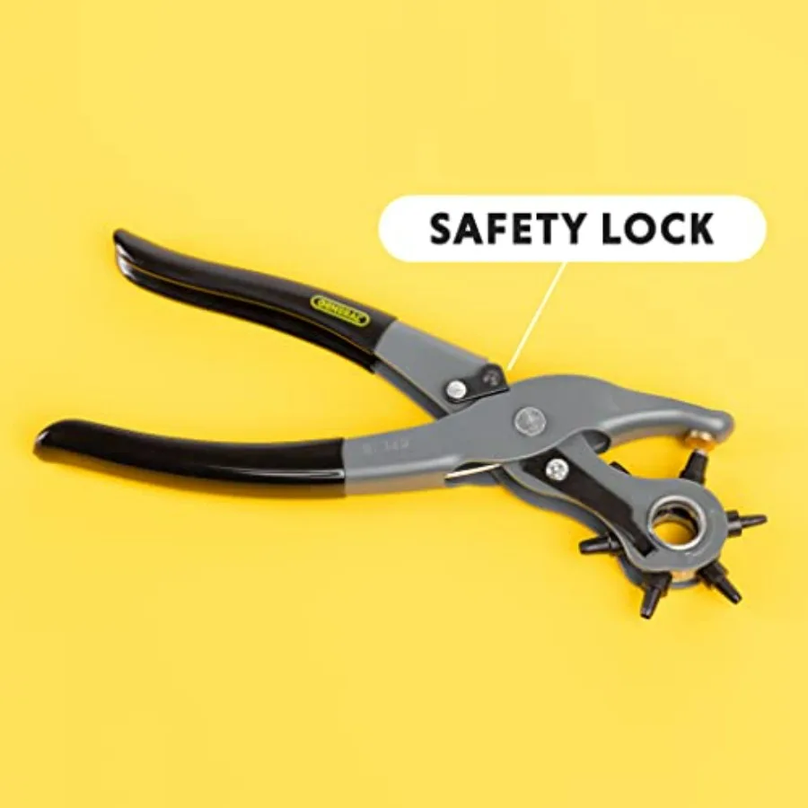 เครื่องมือเจาะรูหนังแบบทั่วไป พร้อมหัวเจาะ 6 ขนาดสำหรับงานหนัง ยาง พลาสติก งานอดิเรก และงานฝีมือ