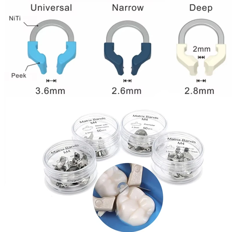 

Dental Sectional Matrix Bands System Universal Narrow Nickel Titanium Clamping Ring Dental Matrix Dentist Tools