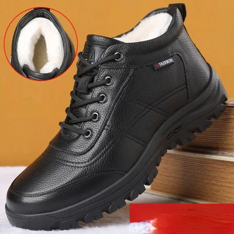 Zapatos informales antideslizantes para Hombre, Zapatillas cálidas resistentes al desgaste, a la moda, color negro, otoño e invierno, novedad De 2024