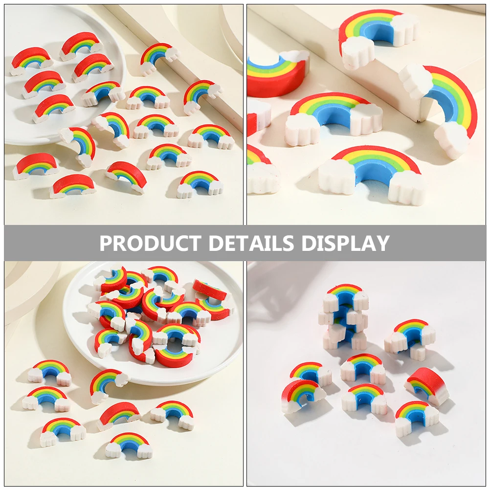 

100pcs Rainbow Eraser Cute Mini TPR Erasers for Kids Drawing Classroom School Decorative Pencil Student Supplies Cartoon