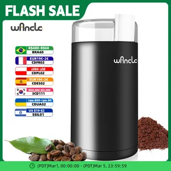 Koffiemolen Elektrische roestvrijstalen mes Kruidenmolen Huishoudelijke koffiebonenmolen Molenmachine met schone borstel 120 / 220V