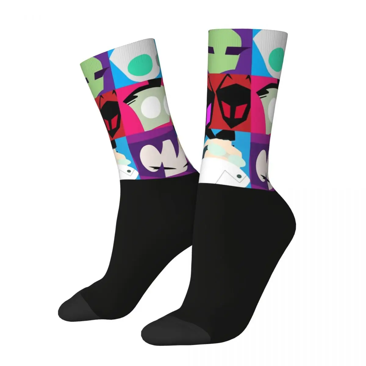 Funny Crazy Sock for Men Collection Hip Hop Vintage ZIM Invader ZIM Dib Membrane Happy Seamless Pattern Printed Boys Crew Sock