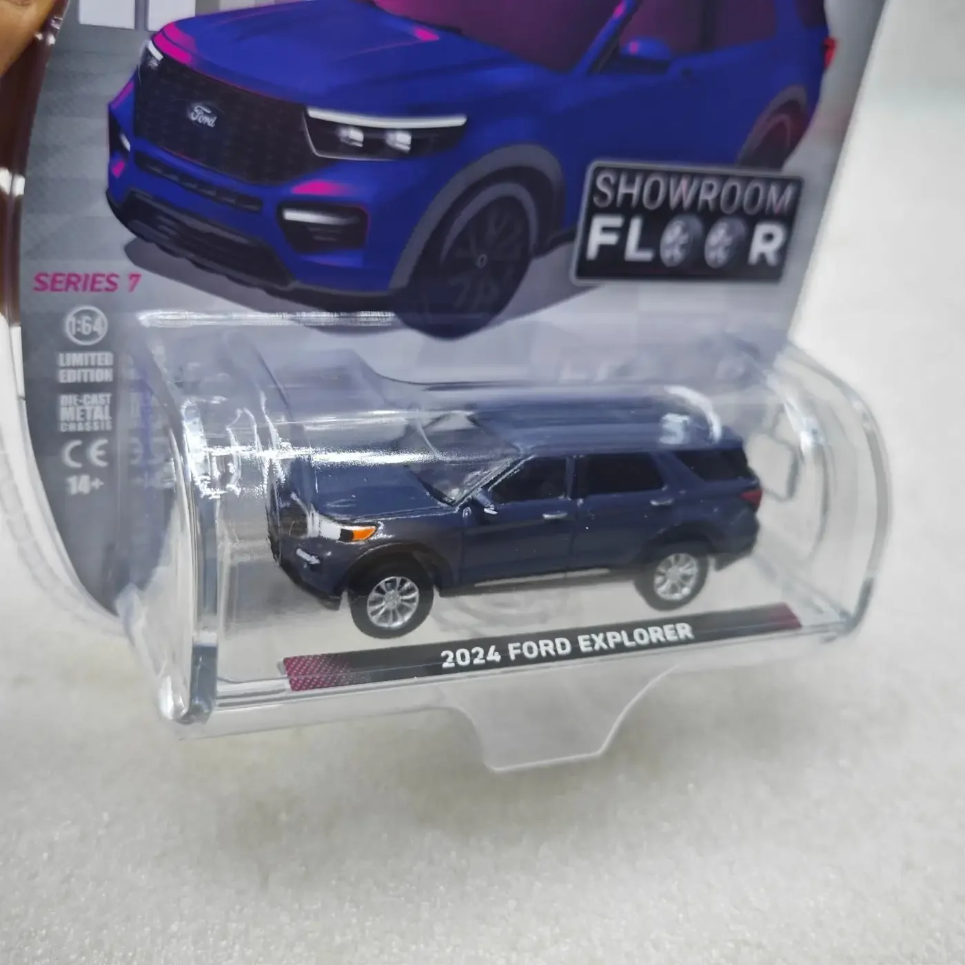 GreenLight 1:64 Exhibition Hall Floor Series 7-2024 Ford Explorer - Stone Blue Diecast Alloy Car Model Collectible Gift