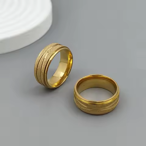 1Pcs Trendy Rings Stanless Steel Luxury Fashion Titanium Silver Gold Color Frosted Ring Exquisite Women Men Jewelry Wedding Gift
