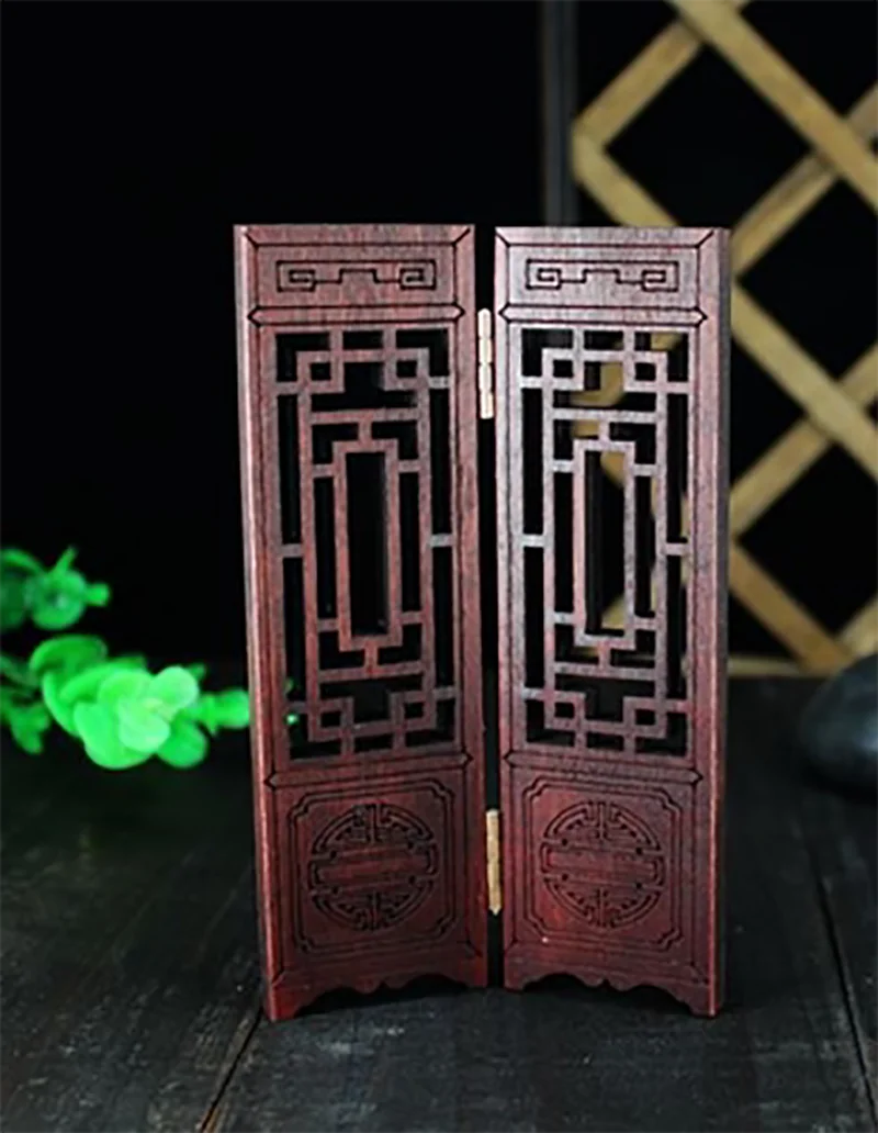 Pocket Small Screen Ornaments, Wooden Miniature Partition, Partition Wall, Jade, Hand shot, Background Decoration Frame