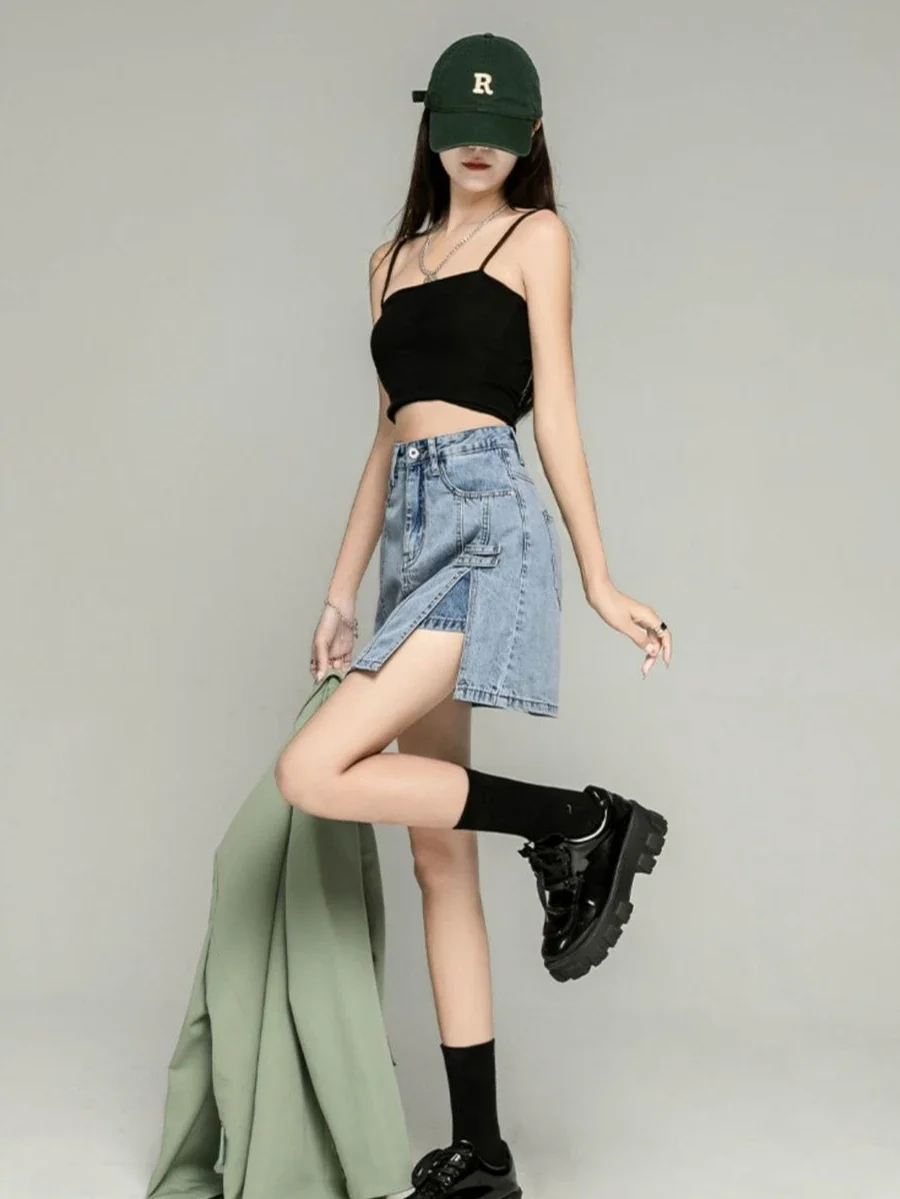 

Pants Female Jeans Skirts Chorts New In Korean Style Summer 2025 Premium Y2k Vintage Quality High Waist Women's Denim Skirt